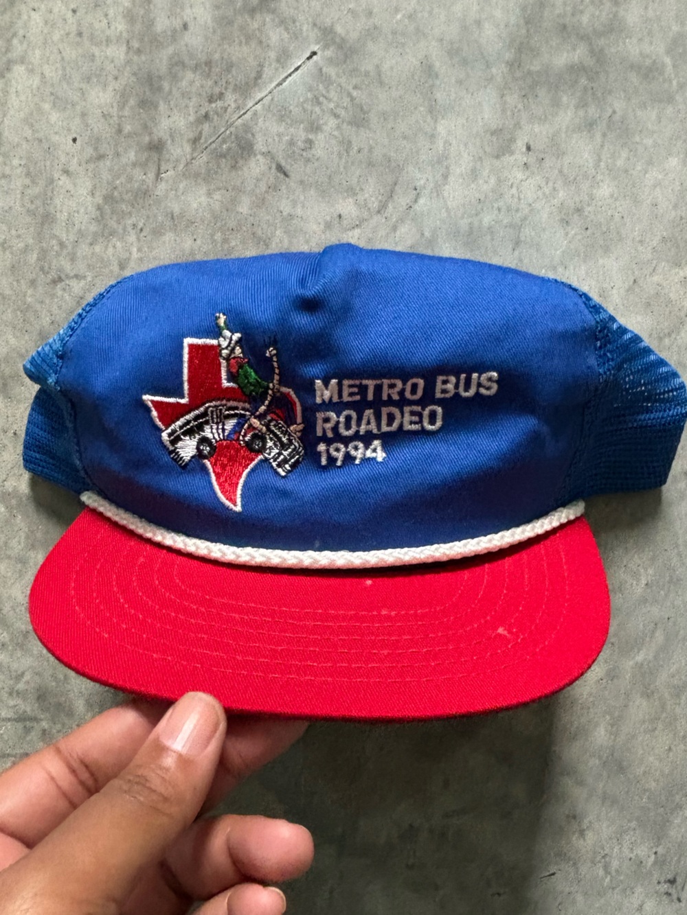 Vintage Blue and‎ Red Embroidered Baseball Cap - 'Metro Bus Roadbed 1994'